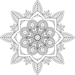 Easy Mandala coloring book simple and basic for beginners, seniors and children. Set of Mehndi flower pattern for Henna drawing and tattoo. Decoration in ethnic oriental, Indian style.