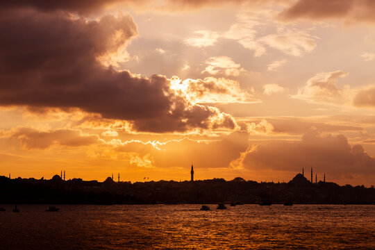 Magical sunset at Historical Peninsula, Istanbul, Turkey