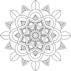 Easy Mandala coloring book simple and basic for beginners, seniors and children. Set of Mehndi flower pattern for Henna drawing and tattoo. Decoration in ethnic oriental, Indian style.