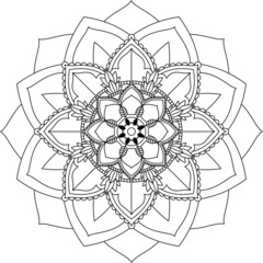 Easy Mandala coloring book simple and basic for beginners, seniors and children. Set of Mehndi flower pattern for Henna drawing and tattoo. Decoration in ethnic oriental, Indian style.