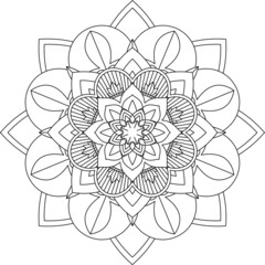 Easy Mandala coloring book simple and basic for beginners, seniors and children. Set of Mehndi flower pattern for Henna drawing and tattoo. Decoration in ethnic oriental, Indian style.