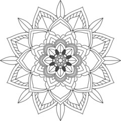 Easy Mandala coloring book simple and basic for beginners, seniors and children. Set of Mehndi flower pattern for Henna drawing and tattoo. Decoration in ethnic oriental, Indian style.