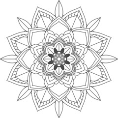 Easy Mandala coloring book simple and basic for beginners, seniors and children. Set of Mehndi flower pattern for Henna drawing and tattoo. Decoration in ethnic oriental, Indian style.