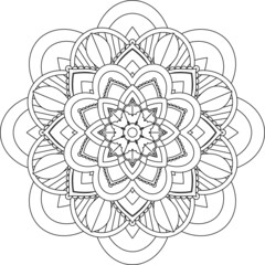 Easy Mandala coloring book simple and basic for beginners, seniors and children. Set of Mehndi flower pattern for Henna drawing and tattoo. Decoration in ethnic oriental, Indian style.