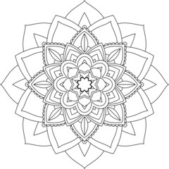 Easy Mandala coloring book simple and basic for beginners, seniors and children. Set of Mehndi flower pattern for Henna drawing and tattoo. Decoration in ethnic oriental, Indian style.