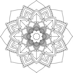 Easy Mandala coloring book simple and basic for beginners, seniors and children. Set of Mehndi flower pattern for Henna drawing and tattoo. Decoration in ethnic oriental, Indian style.