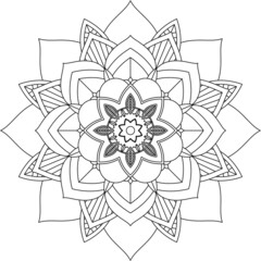 Easy Mandala coloring book simple and basic for beginners, seniors and children. Set of Mehndi flower pattern for Henna drawing and tattoo. Decoration in ethnic oriental, Indian style.