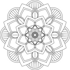 Easy Mandala coloring book simple and basic for beginners, seniors and children. Set of Mehndi flower pattern for Henna drawing and tattoo. Decoration in ethnic oriental, Indian style.
