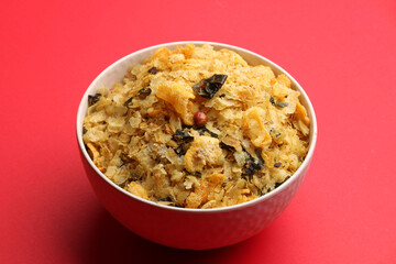 Poha Chivda or Chivada is an Indian popular snack.