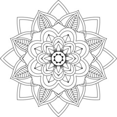Easy Mandala coloring book simple and basic for beginners, seniors and children. Set of Mehndi flower pattern for Henna drawing and tattoo. Decoration in ethnic oriental, Indian style.