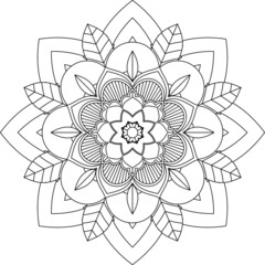 Easy Mandala coloring book simple and basic for beginners, seniors and children. Set of Mehndi flower pattern for Henna drawing and tattoo. Decoration in ethnic oriental, Indian style.