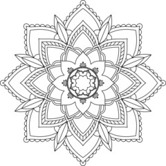 Easy Mandala coloring book simple and basic for beginners, seniors and children. Set of Mehndi flower pattern for Henna drawing and tattoo. Decoration in ethnic oriental, Indian style.