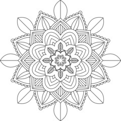 Easy Mandala coloring book simple and basic for beginners, seniors and children. Set of Mehndi flower pattern for Henna drawing and tattoo. Decoration in ethnic oriental, Indian style.