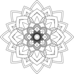 Easy Mandala coloring book simple and basic for beginners, seniors and children. Set of Mehndi flower pattern for Henna drawing and tattoo. Decoration in ethnic oriental, Indian style.