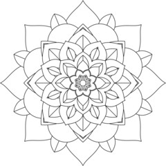 Easy Mandala coloring book simple and basic for beginners, seniors and children. Set of Mehndi flower pattern for Henna drawing and tattoo. Decoration in ethnic oriental, Indian style.