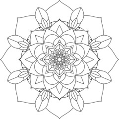 Easy Mandala coloring book simple and basic for beginners, seniors and children. Set of Mehndi flower pattern for Henna drawing and tattoo. Decoration in ethnic oriental, Indian style.