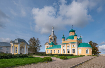 Fototapeta na wymiar Vvedeno Oyatskiy Orthodox Women Monastery in the Vepsky forest of the Leningrad region Russia.