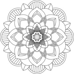 Easy Mandala coloring book simple and basic for beginners, seniors and children. Set of Mehndi flower pattern for Henna drawing and tattoo. Decoration in ethnic oriental, Indian style.