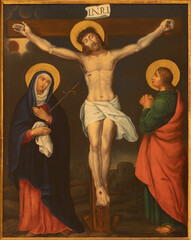 VIENNA, AUSTIRA - OCTOBER 22, 2020: Paint of Crucifixion as the part of cross way in the church...