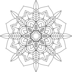 Easy Mandala coloring book simple and basic for beginners, seniors and children. Set of Mehndi flower pattern for Henna drawing and tattoo. Decoration in ethnic oriental, Indian style.
