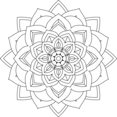 Easy Mandala coloring book simple and basic for beginners, seniors and children. Set of Mehndi flower pattern for Henna drawing and tattoo. Decoration in ethnic oriental, Indian style.