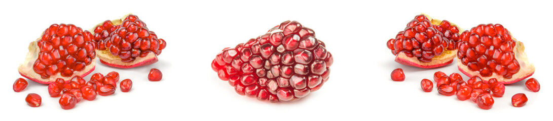 Collage of pomegranate over a white background