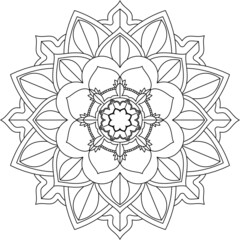 Easy Mandala coloring book simple and basic for beginners, seniors and children. Set of Mehndi flower pattern for Henna drawing and tattoo. Decoration in ethnic oriental, Indian style.