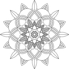 Easy Mandala coloring book simple and basic for beginners, seniors and children. Set of Mehndi flower pattern for Henna drawing and tattoo. Decoration in ethnic oriental, Indian style.