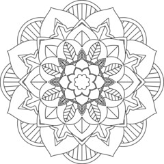 Easy Mandala coloring book simple and basic for beginners, seniors and children. Set of Mehndi flower pattern for Henna drawing and tattoo. Decoration in ethnic oriental, Indian style.
