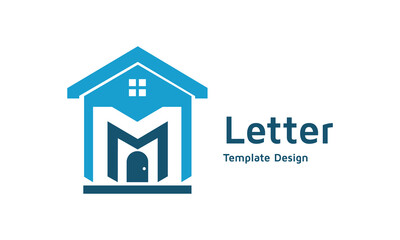 Alphabet M design template, real estate image,custom professional logo design