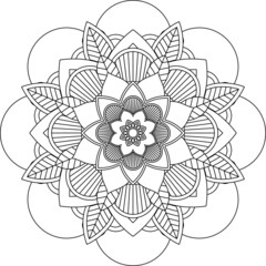 Easy Mandala coloring book simple and basic for beginners, seniors and children. Set of Mehndi flower pattern for Henna drawing and tattoo. Decoration in ethnic oriental, Indian style.