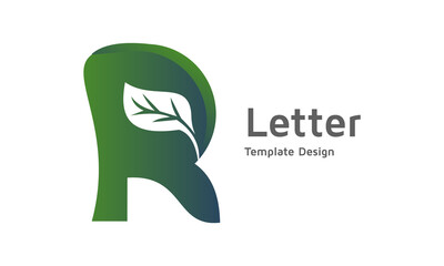 Alphabet R image, leaf icon design template, custom professional logo design