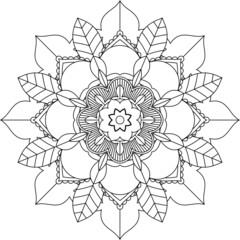 Easy Mandala coloring book simple and basic for beginners, seniors and children. Set of Mehndi flower pattern for Henna drawing and tattoo. Decoration in ethnic oriental, Indian style.
