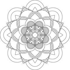 Easy Mandala coloring book simple and basic for beginners, seniors and children. Set of Mehndi flower pattern for Henna drawing and tattoo. Decoration in ethnic oriental, Indian style.