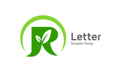 Alphabet R image, leaf inside R template design, custom professional logo design
