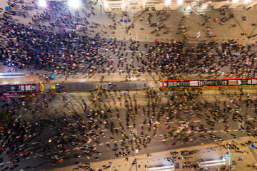 Warsaw, Poland - October 30 2020: Woman's Strike, massive women's and men's protests against the anti-abortion law and against government actions