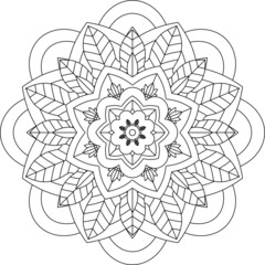Easy Mandala coloring book simple and basic for beginners, seniors and children. Set of Mehndi flower pattern for Henna drawing and tattoo. Decoration in ethnic oriental, Indian style.