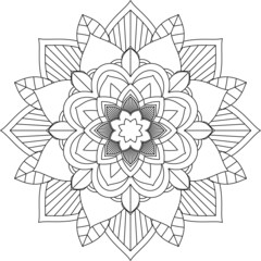 Easy Mandala coloring book simple and basic for beginners, seniors and children. Set of Mehndi flower pattern for Henna drawing and tattoo. Decoration in ethnic oriental, Indian style.
