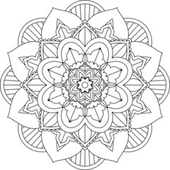 Easy Mandala coloring book simple and basic for beginners, seniors and children. Set of Mehndi flower pattern for Henna drawing and tattoo. Decoration in ethnic oriental, Indian style.