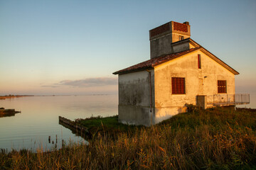 sunset valleys of Comacchio adriatic sea po delta regional park
