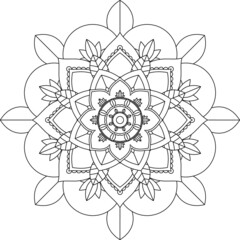 Easy Mandala coloring book simple and basic for beginners, seniors and children. Set of Mehndi flower pattern for Henna drawing and tattoo. Decoration in ethnic oriental, Indian style.