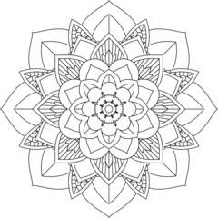 Easy Mandala coloring book simple and basic for beginners, seniors and children. Set of Mehndi flower pattern for Henna drawing and tattoo. Decoration in ethnic oriental, Indian style.