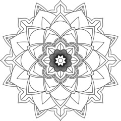 Easy Mandala coloring book simple and basic for beginners, seniors and children. Set of Mehndi flower pattern for Henna drawing and tattoo. Decoration in ethnic oriental, Indian style.