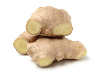 fresh ginger on white background
