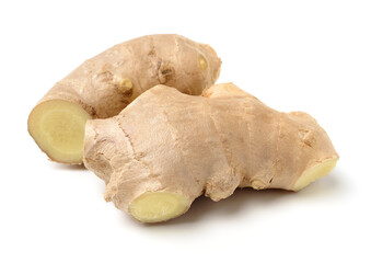 fresh ginger on white background