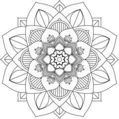 Easy Mandala coloring book simple and basic for beginners, seniors and children. Set of Mehndi flower pattern for Henna drawing and tattoo. Decoration in ethnic oriental, Indian style.