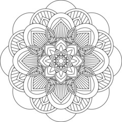 Easy Mandala coloring book simple and basic for beginners, seniors and children. Set of Mehndi flower pattern for Henna drawing and tattoo. Decoration in ethnic oriental, Indian style.