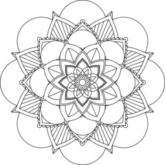 Easy Mandala coloring book simple and basic for beginners, seniors and children. Set of Mehndi flower pattern for Henna drawing and tattoo. Decoration in ethnic oriental, Indian style.