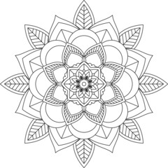Easy Mandala coloring book simple and basic for beginners, seniors and children. Set of Mehndi flower pattern for Henna drawing and tattoo. Decoration in ethnic oriental, Indian style.