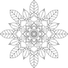 Easy Mandala coloring book simple and basic for beginners, seniors and children. Set of Mehndi flower pattern for Henna drawing and tattoo. Decoration in ethnic oriental, Indian style.